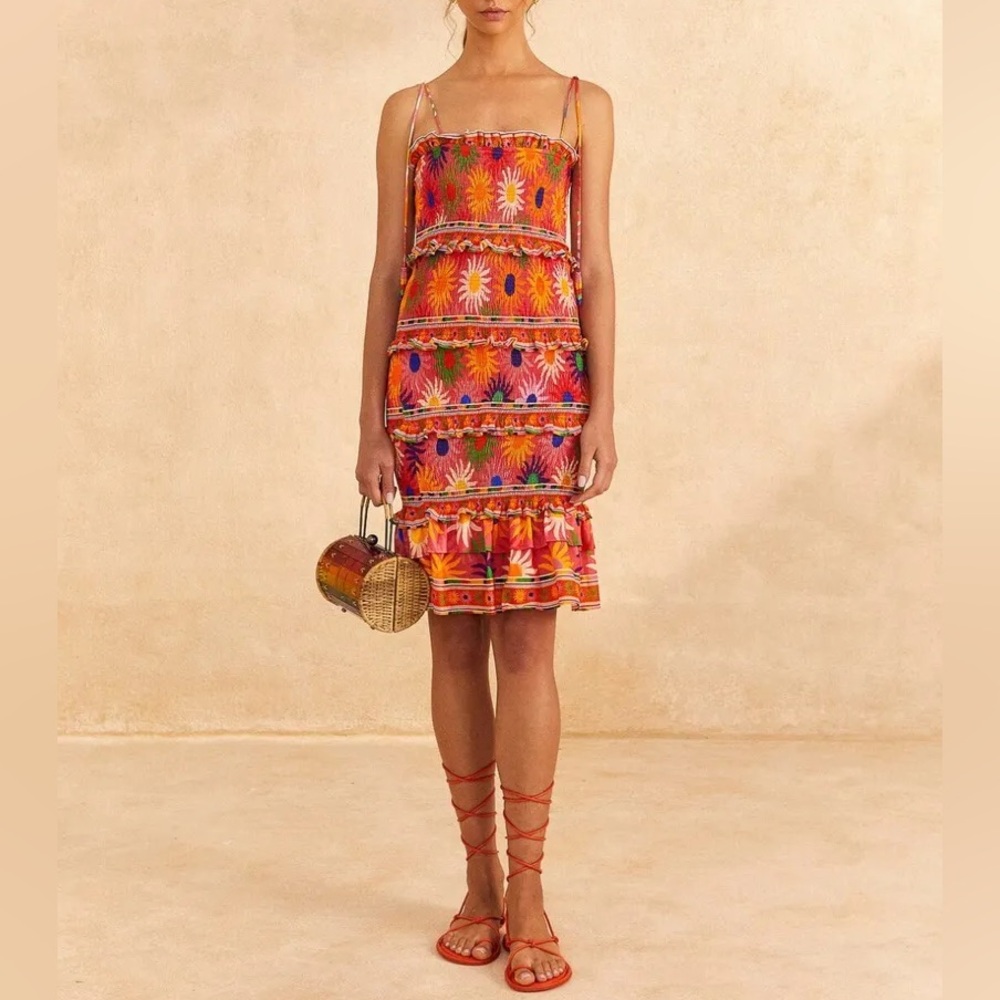 FARM RIO summer sun coral mini dress